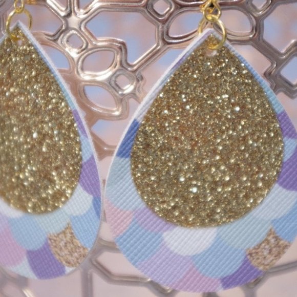 Purple Mermaid Teardrop Earrings - Picture 3 of 3